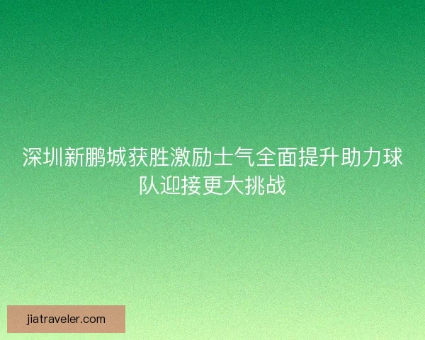 深圳新鹏城获胜激励士气全面提升助力球队迎接更大挑战